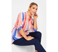 M&Co Womens Stripe Tie Waist Shirt - Women's Pink