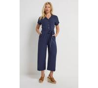 M&co Tie Waist Linen Jumpsuit In Mid Navy Mid Navy 12