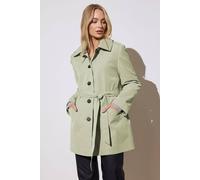 M&Co Women's Tie Waist Mac Coat in Light Green | Size: 12 M&Co Light Green 12