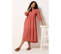 M&co Tiered Half Placket Maxi Dress In Orange Orange