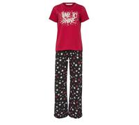 M&Co 'Time To Shine' Cotton Wide Leg Pyjama Set - Women's Red