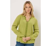 M&co Trim Detail Long Sleeve Blouse In Lime Lime 20