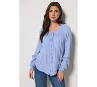 M&Co Women's Trim Detail Tie Neck Blouse in Light Blue | Size: 12 M&Co Light Blue 12