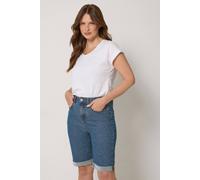 M&co Turn Up Denim Shorts In Mid Blue Mid Blue