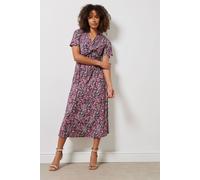 M&co Twist Front Short Sleeve Dress In Pink Pink