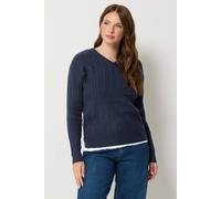 M&co V-Neck Cable Knit Jumper In Dark Navy Dark Navy