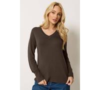 M&co V-Neck Jumper In Chocolate Chocolate