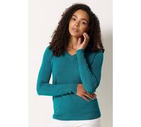 M&co V-Neck Long Sleeve Jumper In Teal Teal