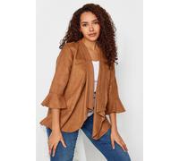 M&Co Womens Tan Suedette Waterfall Jacket - Women's