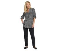 M&Co Women's Ditsy Floral Print Half Placket Shirt in Black | Size: 14 M&Co Black 14