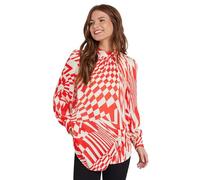 M&Co & White Abstract Print High Neck Satin Blouse - Women's