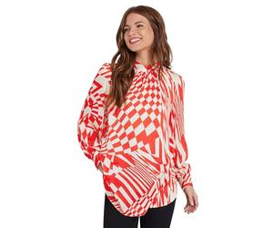 M&Co & White Abstract Print High Neck Satin Blouse - Women's