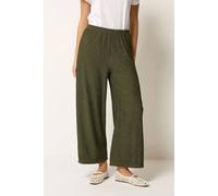 M&Co Women's Wide Leg Cropped Trousers in Olive | Size: 12