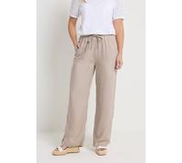 M&co Wide Leg Linen Trousers In Natural Natural 12L