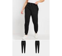 M&Co Women's 2 Pack Cuffed Drawstring Joggers in Black | Size: 10 M&Co Black 10