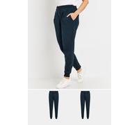 M&Co Women's 2 Pack Cuffed Drawstring Joggers in Blue | Size: 10 M&Co Blue 10
