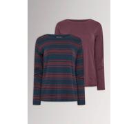 M&Co Women's 2 Pack Long Sleeve Cotton T-Shirts in Burgundy | Size: 10