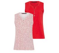 M&Co Women's 2 Pack Printed Sleeveless Henley Tops in Red | Size: 18 M&Co Red 18