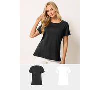 M&Co Women's 2 Pack Short Sleeve Cotton T-Shirts | Size: 16 M&Co Multicolor 16