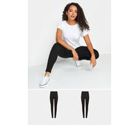 Women's 2 PACK Stretch Cotton Leggings M&Co Black 14