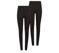 Women's 2 PACK Stretch Cotton Leggings M&Co Black 16