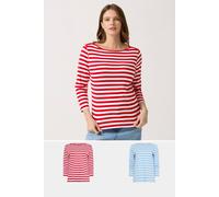 M&Co Women's 2 Pack Stripe Slash Neck Tops | Size: 14 M&Co Multicolor 14