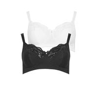 M&Co Womens 2 Pack White & Non Wired Lace Trim Bra - Women's