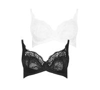 M&Co Womens 2 Pack White & Stretch Lace Underwired Bra - Women's