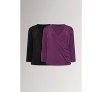 M&Co Women's 2 Pack Wrap Tops in Black | Size: 14