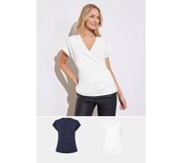 M&Co Women's 2 Pack Wrap Tops | Size: 12 M&Co Multicolor 12