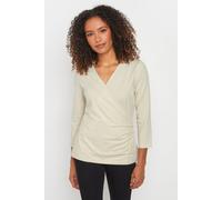 M&Co Women's 3/4 Sleeve Wrap Top in Cream | Size: 14 M&Co Cream 14