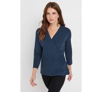 M&Co Women's 3/4 Sleeve Wrap Top in Dark Navy | Size: 10 M&Co Dark Navy 10