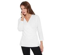 M&Co Womens 3/4 Sleeve Wrap Top - Women's White