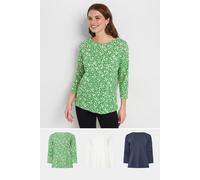 M&Co Womens 3 Pack & White Ditsy Floral Cotton Tops - Women's