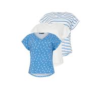 M&Co Women's 3 Pack Printed Cotton T-Shirts | Size: 14
