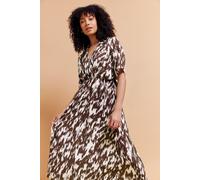 M&Co Women's Abstract Midi Dress in Brown | Size: 10 M&Co Brown 10