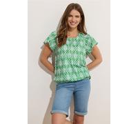 M&Co Women's Abstract Print Scoop Neck Top in Green | Size: 10 M&Co Green 10