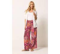 M&Co Women's Abstract Print Wide Leg Trousers in Dark Pink | Size: 12 M&Co Dark Pink 12