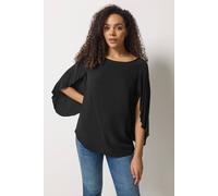 M&Co Women's Angel Sleeve Blouse in Black | Size: 14 M&Co Black 14
