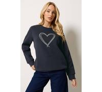 M&Co Women's Animal Print Heart Sweatshirt in Dark Navy | Size: 18 M&Co Dark Navy 18