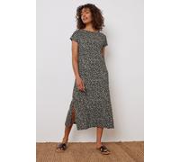 M&Co Women's Animal Print Midi Dress in Black | Size: 10 M&Co Black 10