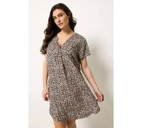M&Co Women's Animal Print Notch Neck Midi Dress in Brown | Size: 18