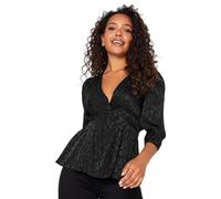 M&Co Womens Animal Print Twist Front Blouse - Women's Black