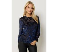 M&Co Women's Baroque Floral Velvet Top in Dark Navy | Size: 20 M&Co Dark Navy 20