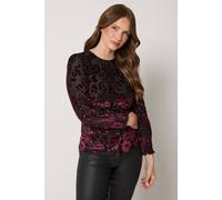 M&Co Women's Baroque Floral Velvet Top in Purple | Size: 14 M&Co Purple 14