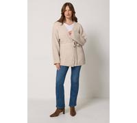 M&Co Women's Belted Long Sleeve Cardigan in Natural | Size: 18-20 M&Co Natural 18-20