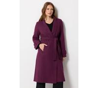 M&Co Women's Belted Tailored Coat in Plum | Size: 16