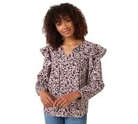 M&Co Womens Berry Floral Print Tie Neck Blouse - Women's Purple