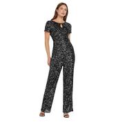 M&Co Womens Black Sequin Keyhole Jumpsuit - Women's