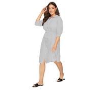 M&Co Womens Black Stripe Print Tie Waist Tunic Shirt Dress - Women's